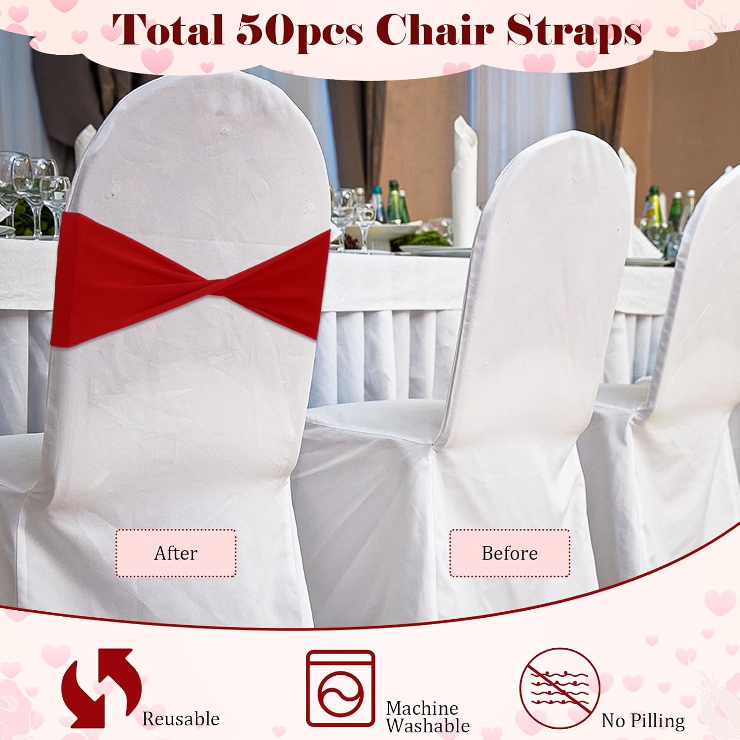 Wholesale 50 Pcs Red Chair Sashes Bows Elastic Bands Ties Universal Slider Sashes Without Buckle for Chair Decorations Wedding Party Events Ceremony Birthday Supplier Wholesale 50 Pcs Red Chair Sashes Bows Elastic Bands Ties Universal Slider Sashes Without Buckle for Chair Decorations Wedding Party Events Ceremony Birthday Supplier