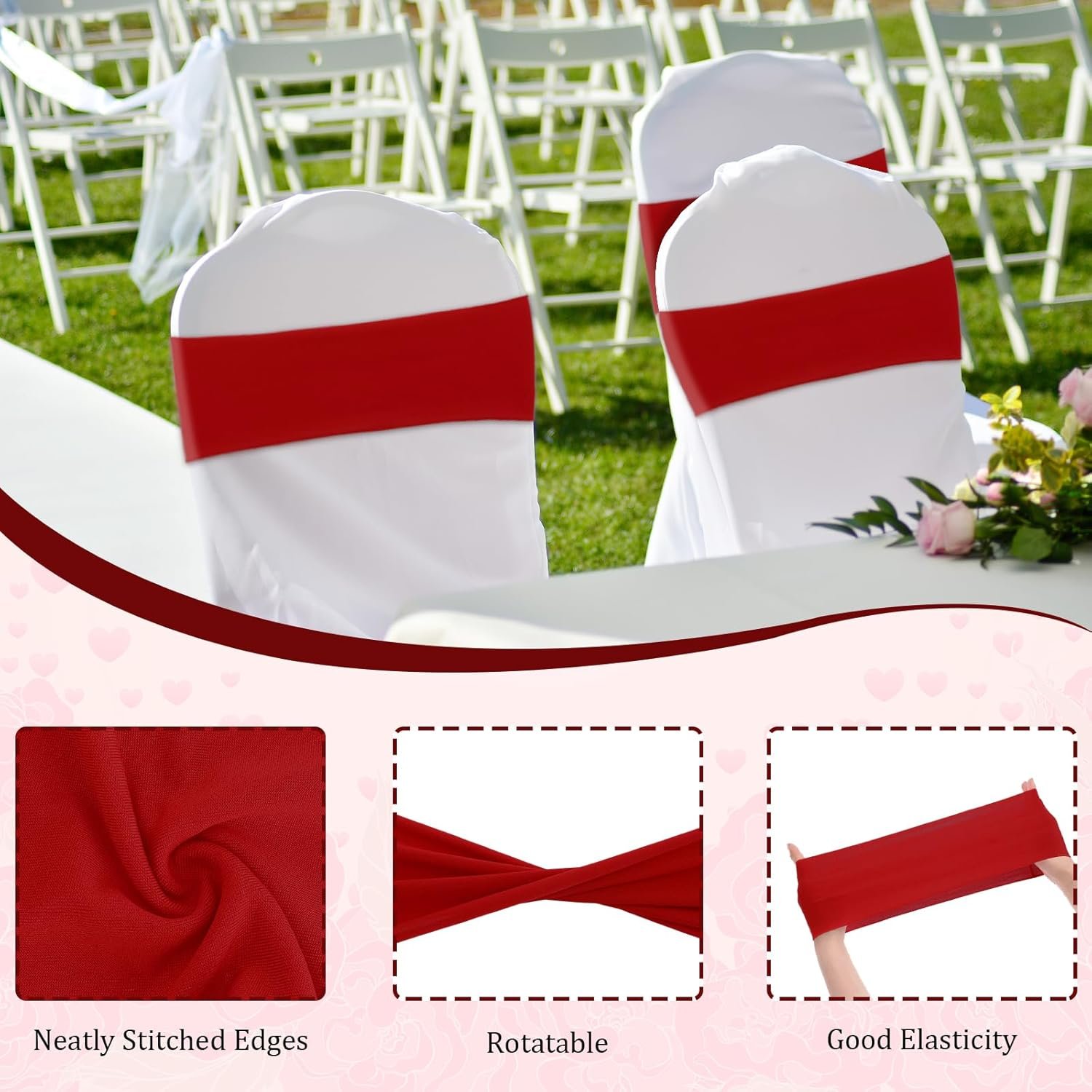Wholesale 50 Pcs Red Chair Sashes Bows Elastic Bands Ties Universal Slider Sashes Without Buckle for Chair Decorations Wedding Party Events Ceremony Birthday Supplier Wholesale 50 Pcs Red Chair Sashes Bows Elastic Bands Ties Universal Slider Sashes Without Buckle for Chair Decorations Wedding Party Events Ceremony Birthday Supplier