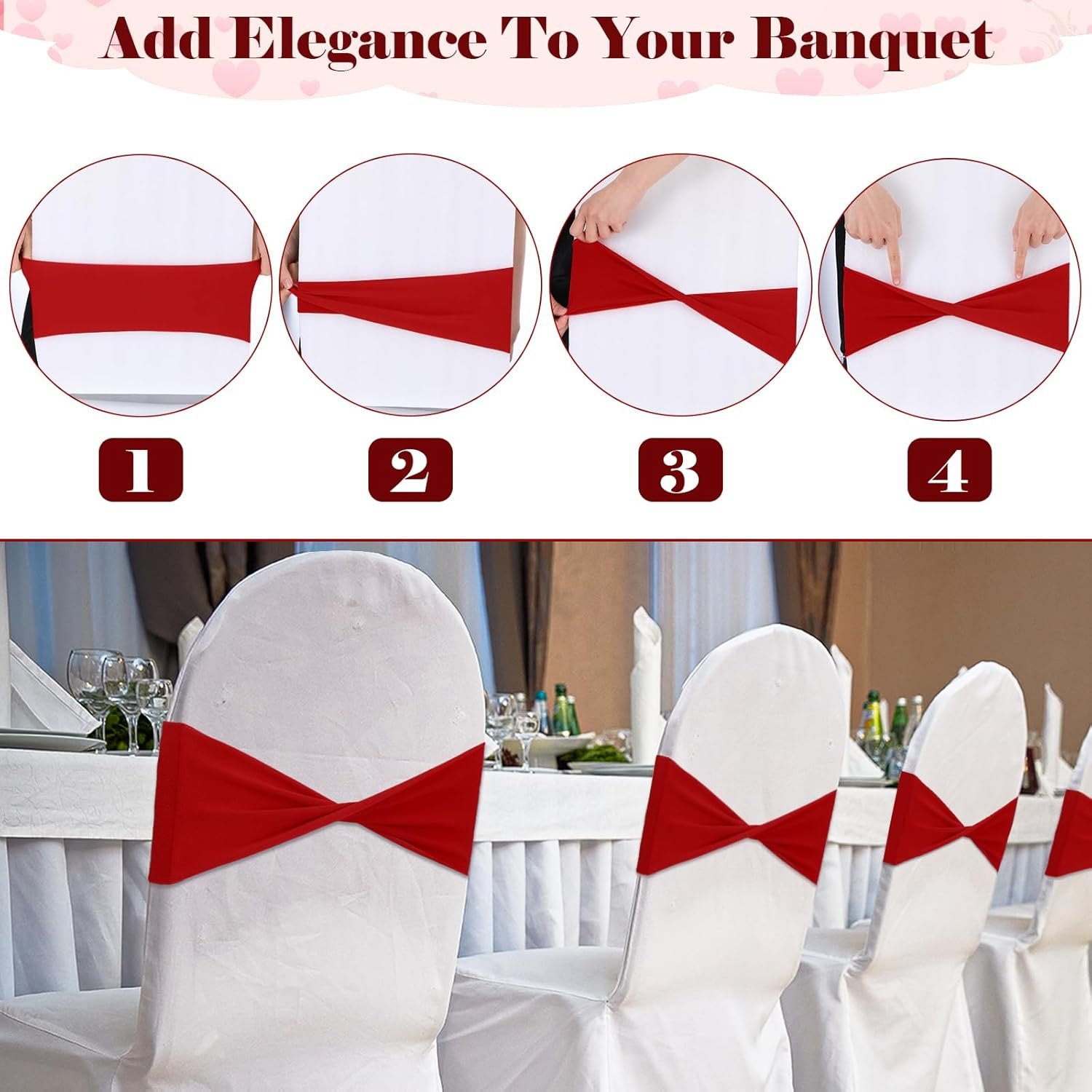 Wholesale 50 Pcs Red Chair Sashes Bows Elastic Bands Ties Universal Slider Sashes Without Buckle for Chair Decorations Wedding Party Events Ceremony Birthday Supplier Wholesale 50 Pcs Red Chair Sashes Bows Elastic Bands Ties Universal Slider Sashes Without Buckle for Chair Decorations Wedding Party Events Ceremony Birthday Supplier