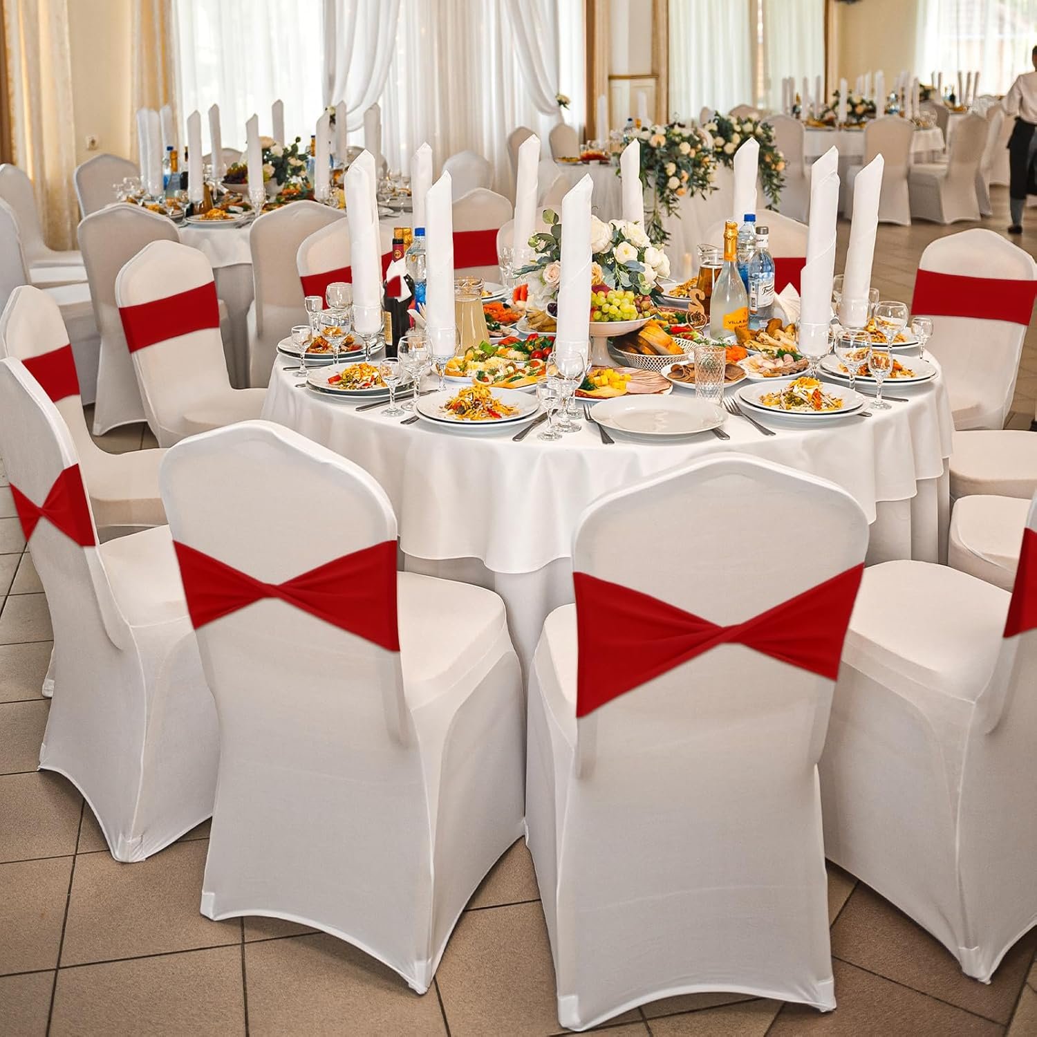 Wholesale 50 Pcs Red Chair Sashes Bows Elastic Bands Ties Universal Slider Sashes Without Buckle for Chair Decorations Wedding Party Events Ceremony Birthday Supplier Wholesale 50 Pcs Red Chair Sashes Bows Elastic Bands Ties Universal Slider Sashes Without Buckle for Chair Decorations Wedding Party Events Ceremony Birthday Supplier