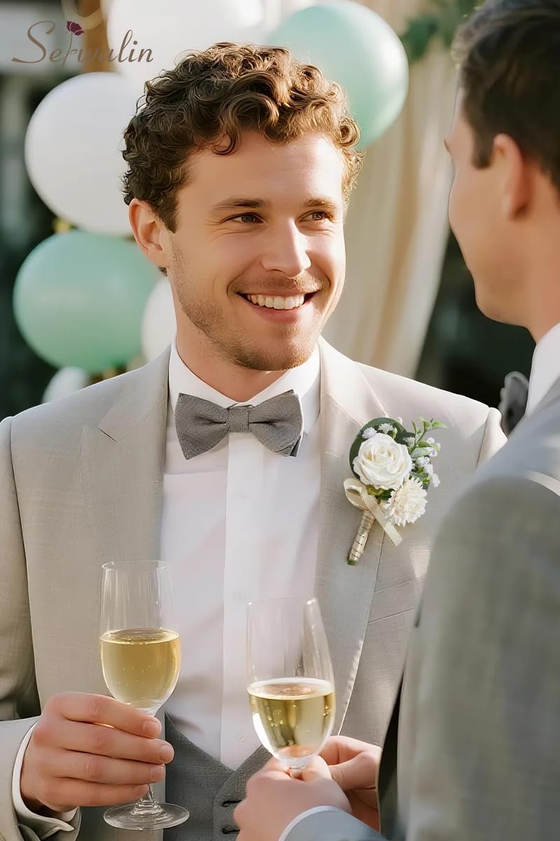 Wholesale White Rose Corsage and Boutonniere Set for Men Wristlet Prom Homecoming Wedding Flowers Accessories Party Suit Decorations Supplier Wholesale White Rose Corsage and Boutonniere Set for Men Wristlet Prom Homecoming Wedding Flowers Accessories Party Suit Decorations Supplier