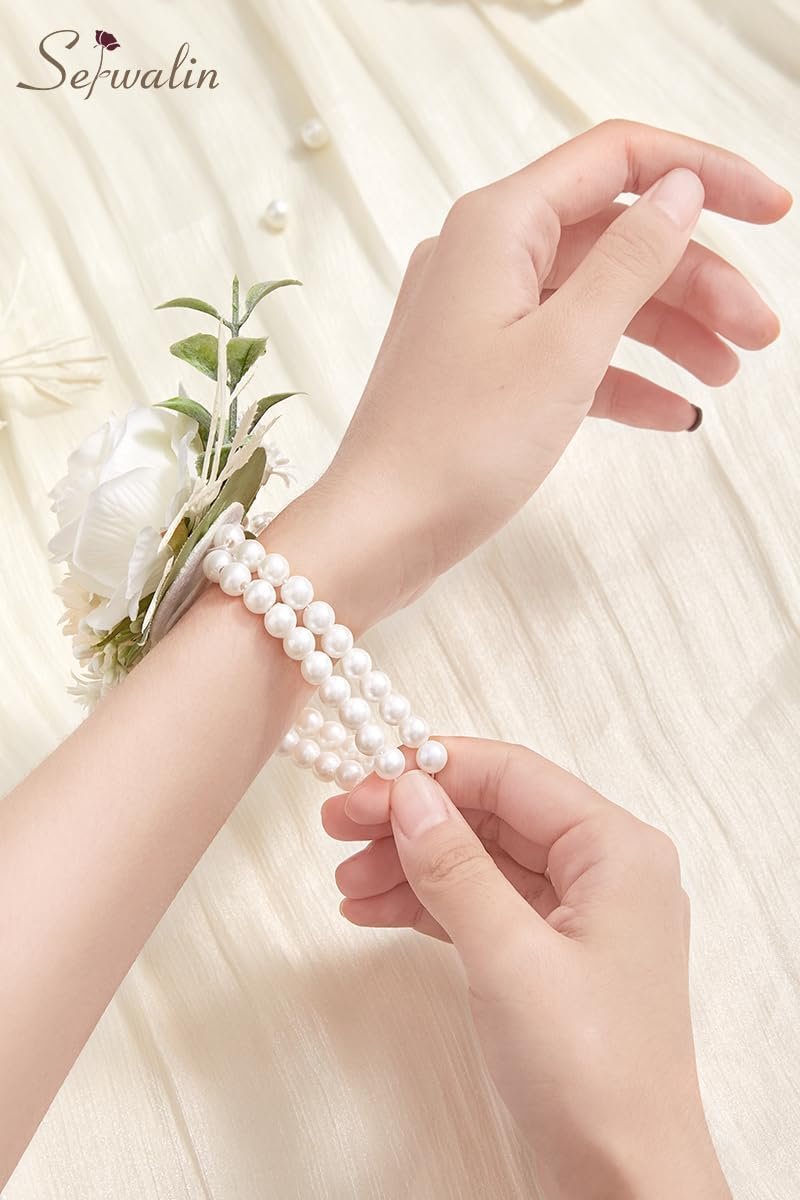 Wholesale White Rose Corsage and Boutonniere Set for Men Wristlet Prom Homecoming Wedding Flowers Accessories Party Suit Decorations Supplier Wholesale White Rose Corsage and Boutonniere Set for Men Wristlet Prom Homecoming Wedding Flowers Accessories Party Suit Decorations Supplier