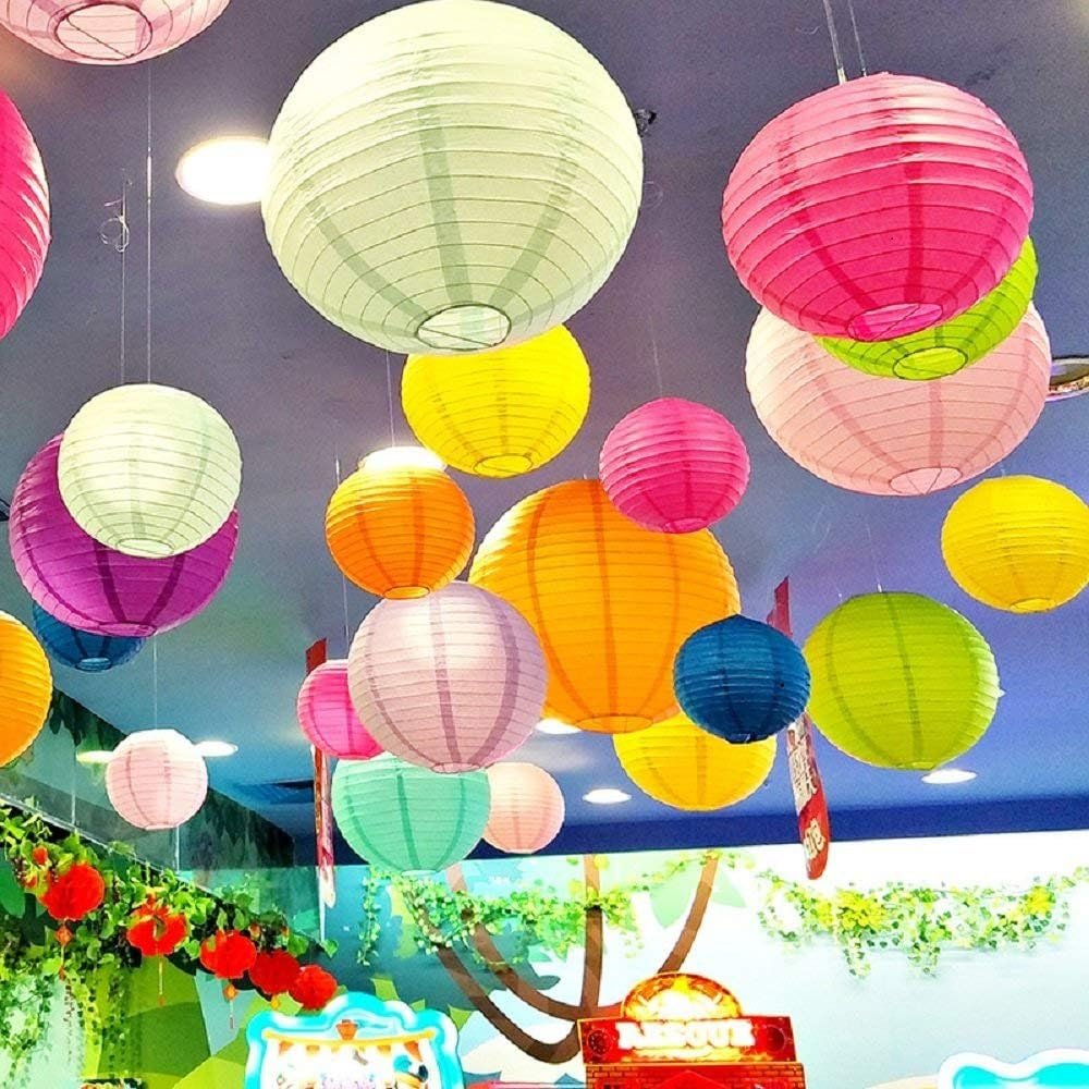 Wholesale 16 Pcs Colorful Multicolor Paper Lanterns Sizes 4” 6” 8” 10” Hanging Ball Decorations for Home Parties Weddings Supplier