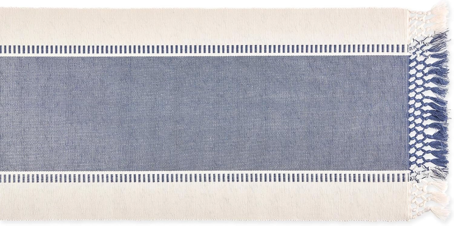 Wholesale Dobby Stripe Woven Table Runner 13x72-inch French Blue Supplier