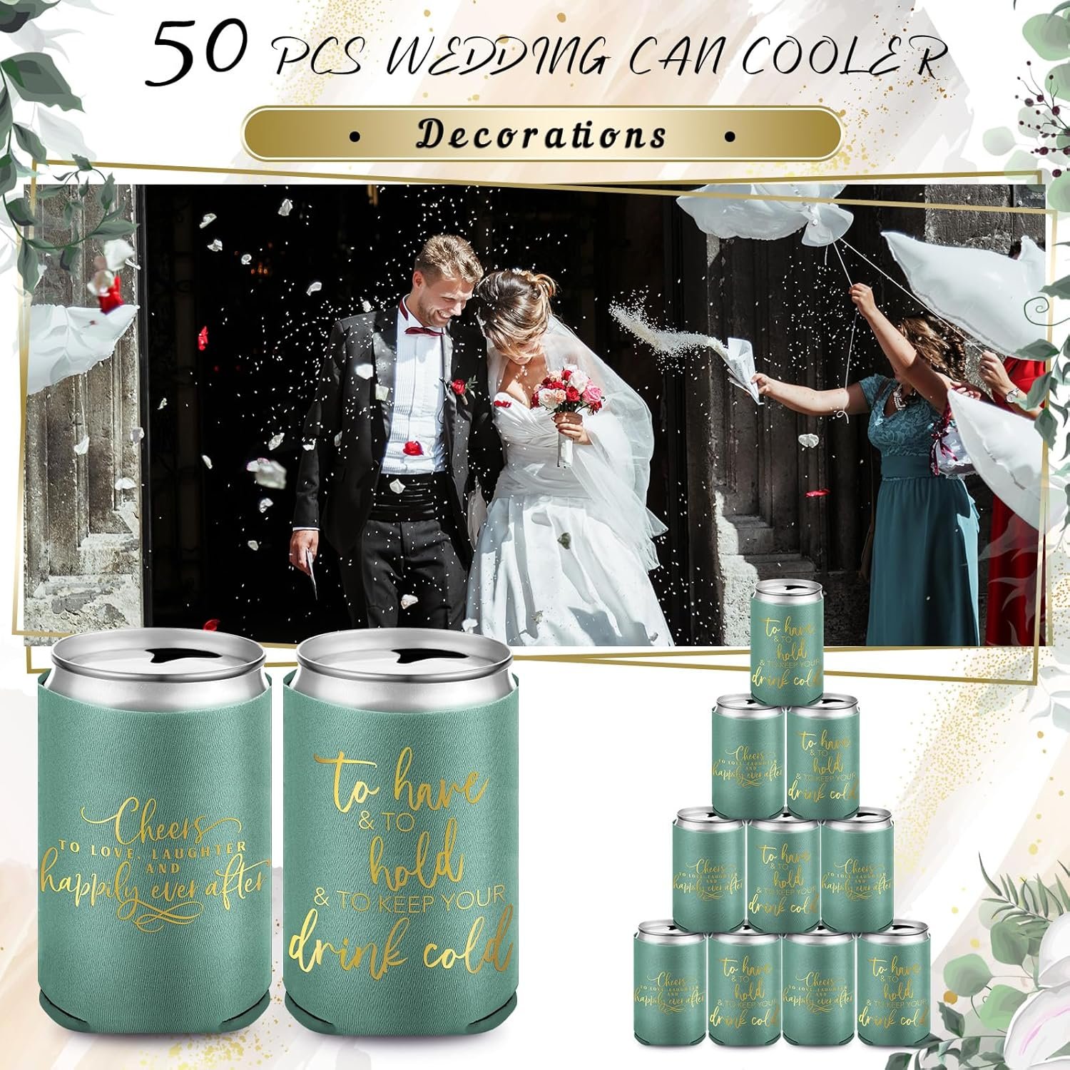 Wholesale 50 Pieces Green Wedding Can Coolers Bulk Engagement Party Favors for Guests Cheers to Love Laughter and Happily Ever After Rehearsal Dinner Decorations for Bridal Party Supplier Wholesale 50 Pieces Green Wedding Can Coolers Bulk Engagement Party Favors for Guests Cheers to Love Laughter and Happily Ever After Rehearsal Dinner Decorations for Bridal Party Supplier