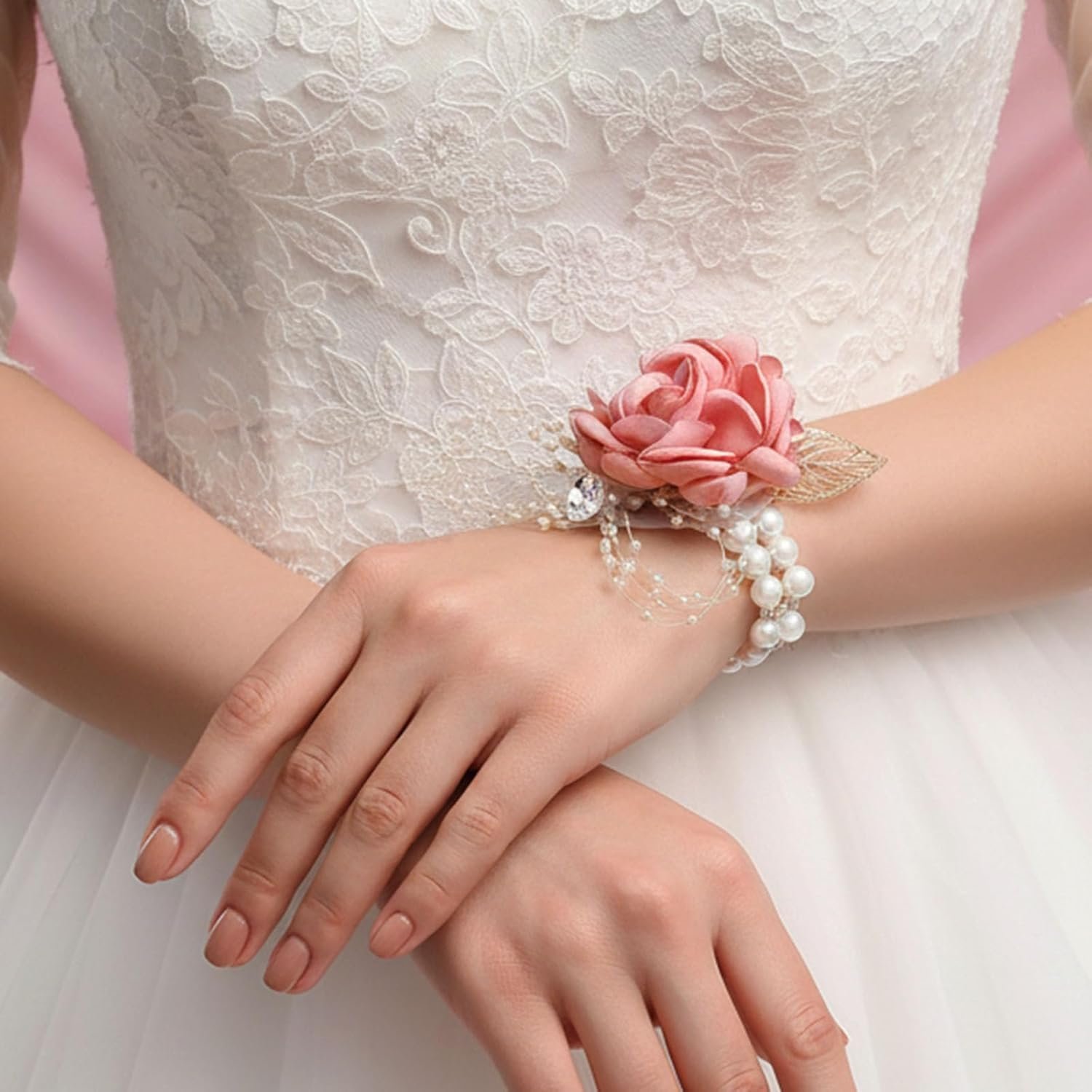 Wholesale Pink Satin Rose Bridal Wrist Corsage with Pearl Beads and Rhinestones Elegant Wedding Flower Bracelet for Bridesmaids and Prom Supplier Wholesale Pink Satin Rose Bridal Wrist Corsage with Pearl Beads and Rhinestones Elegant Wedding Flower Bracelet for Bridesmaids and Prom Supplier