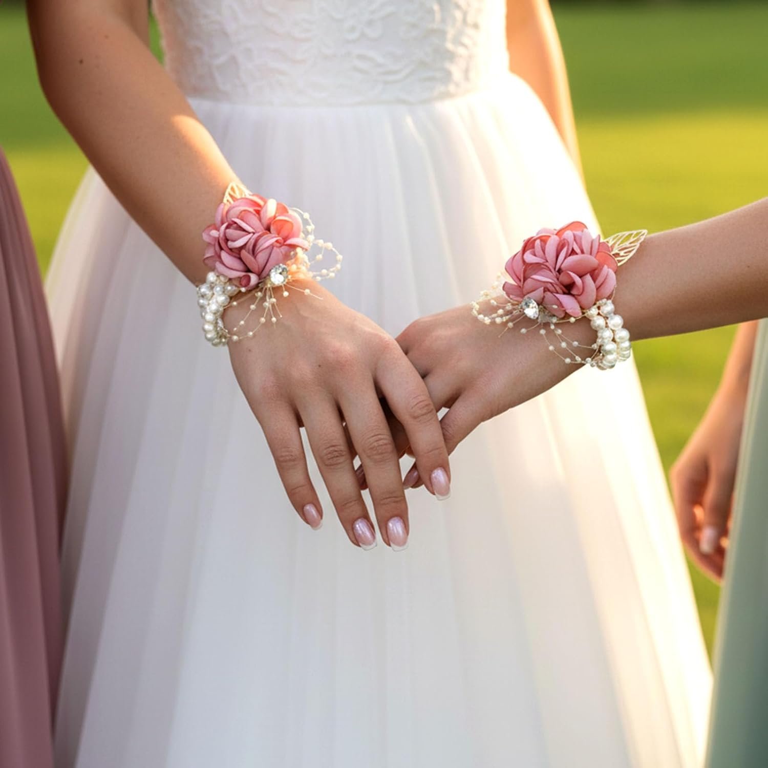 Wholesale Pink Satin Rose Bridal Wrist Corsage with Pearl Beads and Rhinestones Elegant Wedding Flower Bracelet for Bridesmaids and Prom Supplier Wholesale Pink Satin Rose Bridal Wrist Corsage with Pearl Beads and Rhinestones Elegant Wedding Flower Bracelet for Bridesmaids and Prom Supplier