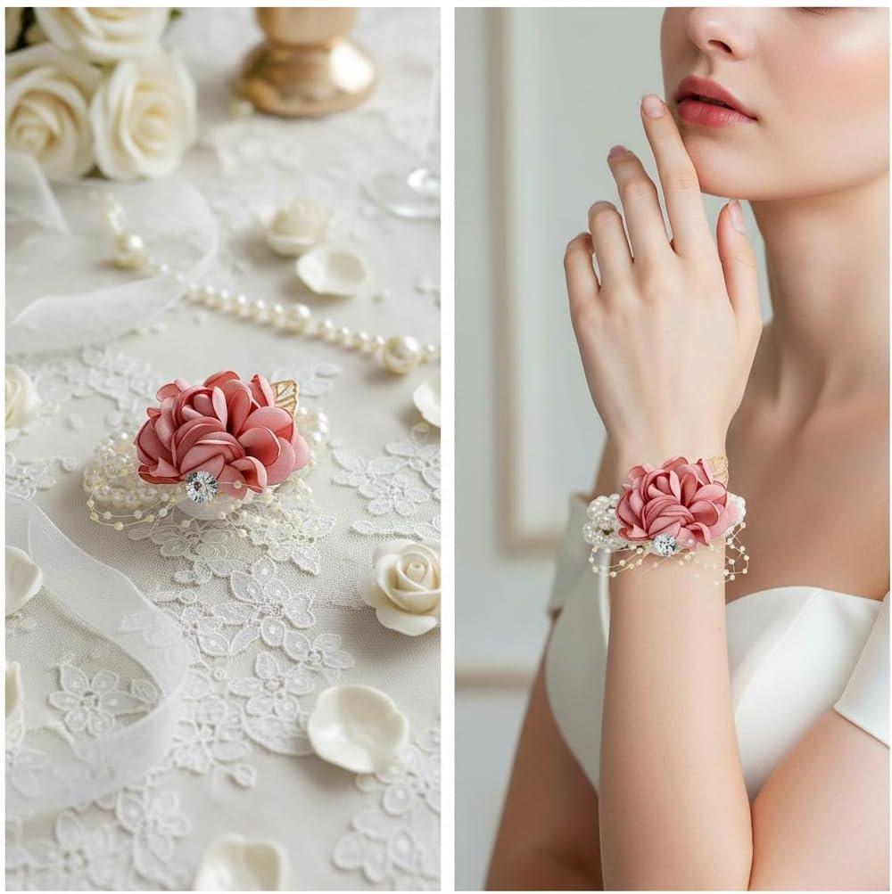 Wholesale Pink Satin Rose Bridal Wrist Corsage with Pearl Beads and Rhinestones Elegant Wedding Flower Bracelet for Bridesmaids and Prom Supplier Wholesale Pink Satin Rose Bridal Wrist Corsage with Pearl Beads and Rhinestones Elegant Wedding Flower Bracelet for Bridesmaids and Prom Supplier