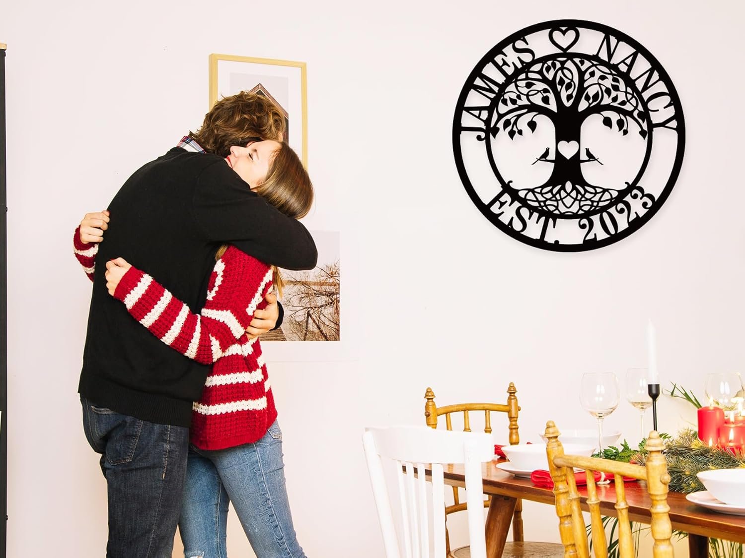 Wholesale Personalized Metal Name Signs Custom Love Birds Family Last Name for Home Wedding Engagement Anniversary Gifts Supplier