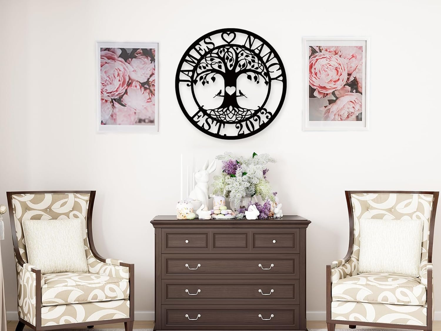 Wholesale Personalized Metal Name Signs Custom Love Birds Family Last Name for Home Wedding Engagement Anniversary Gifts Supplier