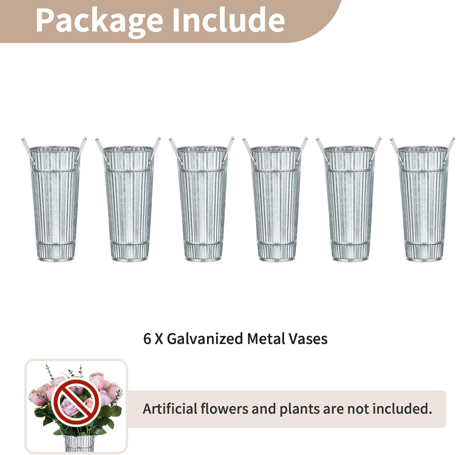 Wholesale Galvanized Bucket Vases 6 Pcs 9 Inch Tall Farmhouse Metal Tin Buckets for Flower Bar Wedding Sparklers Centerpieces Home Garden Decor Supplier