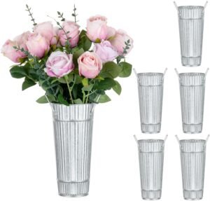 Galvanized Bucket Vases for Flower Bar: NUPTIO 6 Pcs 9" Tall Farmhouse Metal Vase for Wedding Sparklers - Tin Buckets French Country Decor for Table Centerpiece Home Garden