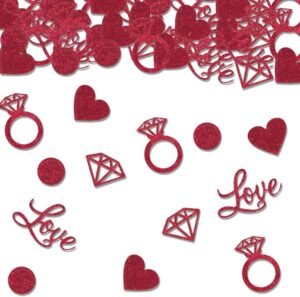 Hying 200 Pieces Valentines Day Confetti Decorations for Table, Love Hearts Paper Confetti Glitter Red Table Confetti Wedding Sequin Sprinkles Confetti Decoration for Valentines Anniversary Party
