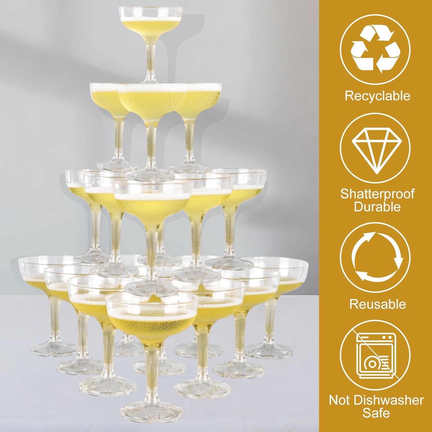 Wholesale 50 PCS 5 oz Disposable Plastic Champagne Tower Coupe Martini Glasses for Weddings Parties Supplier