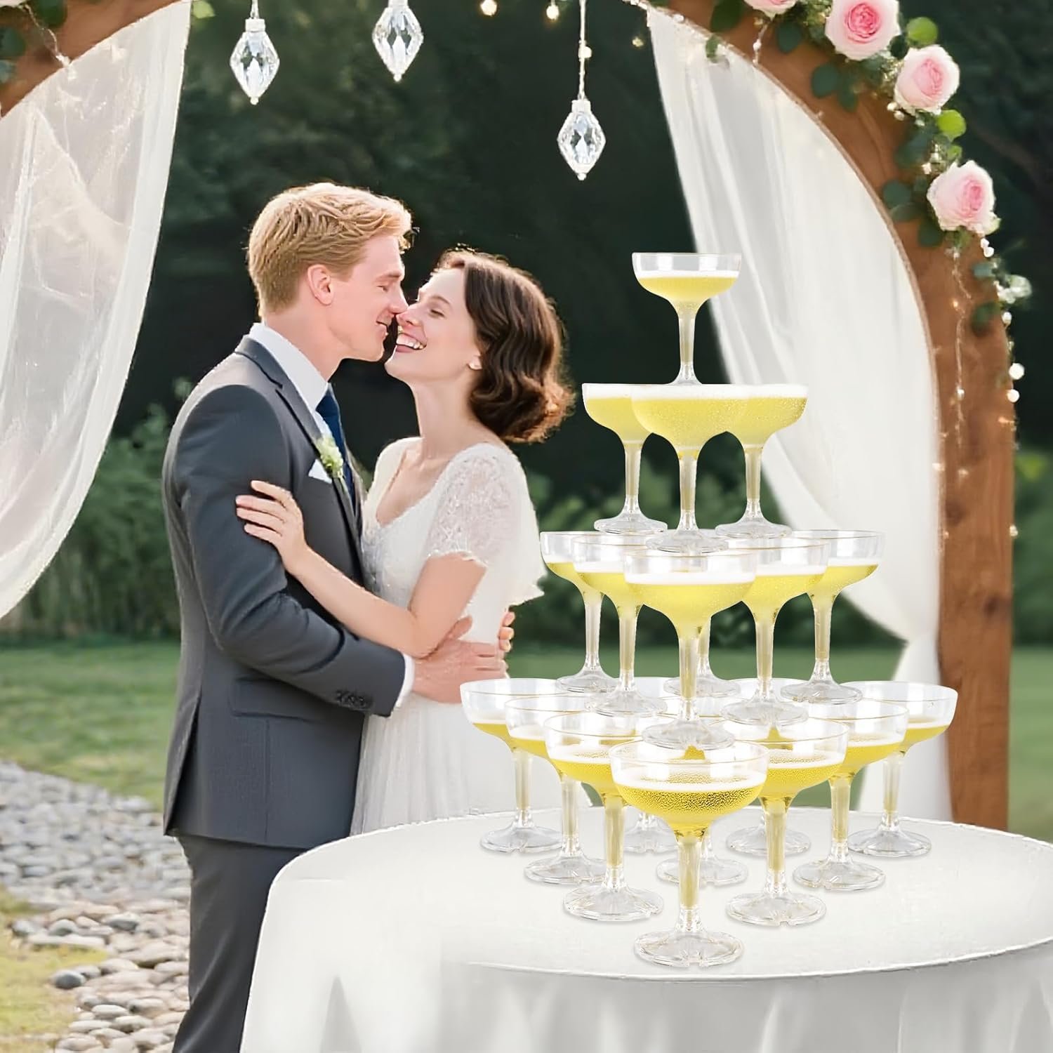 Wholesale 50 PCS 5 oz Disposable Plastic Champagne Tower Coupe Martini Glasses for Weddings Parties Supplier