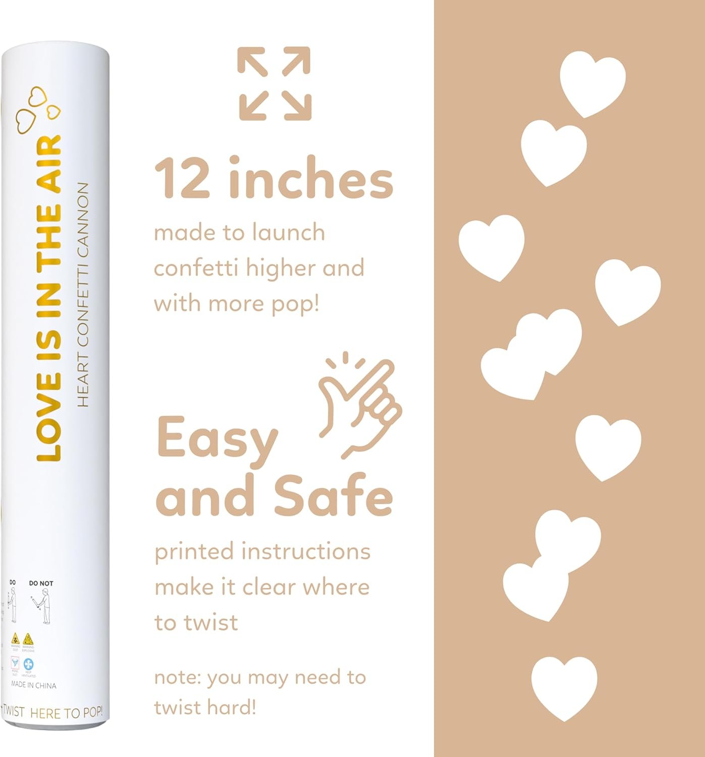 Wholesale White Biodegradable Heart Confetti Poppers 6 Pack 12 in Party Decoration for Valentine's Day Wedding Bridal Shower Wedding Supplies Favors Supplier