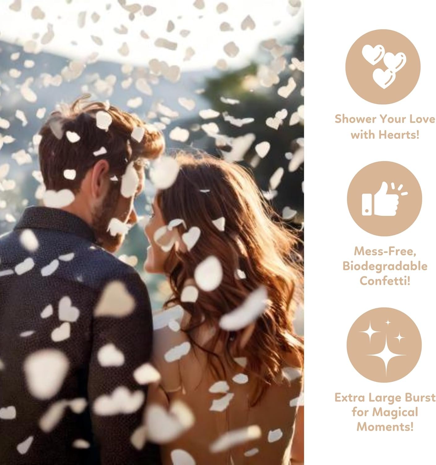 Wholesale White Biodegradable Heart Confetti Poppers 6 Pack 12 in Party Decoration for Valentine's Day Wedding Bridal Shower Wedding Supplies Favors Supplier