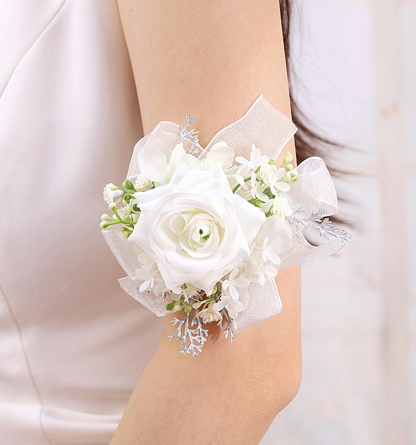 Wholesale Bridal Prom Rose Wrist Corsage Artificial Pearl Flower Wristlet Bridesmaid Bracelet for Wedding Ceremony Party (White) Supplier Wholesale Bridal Prom Rose Wrist Corsage Artificial Pearl Flower Wristlet Bridesmaid Bracelet for Wedding Ceremony Party (White) Supplier