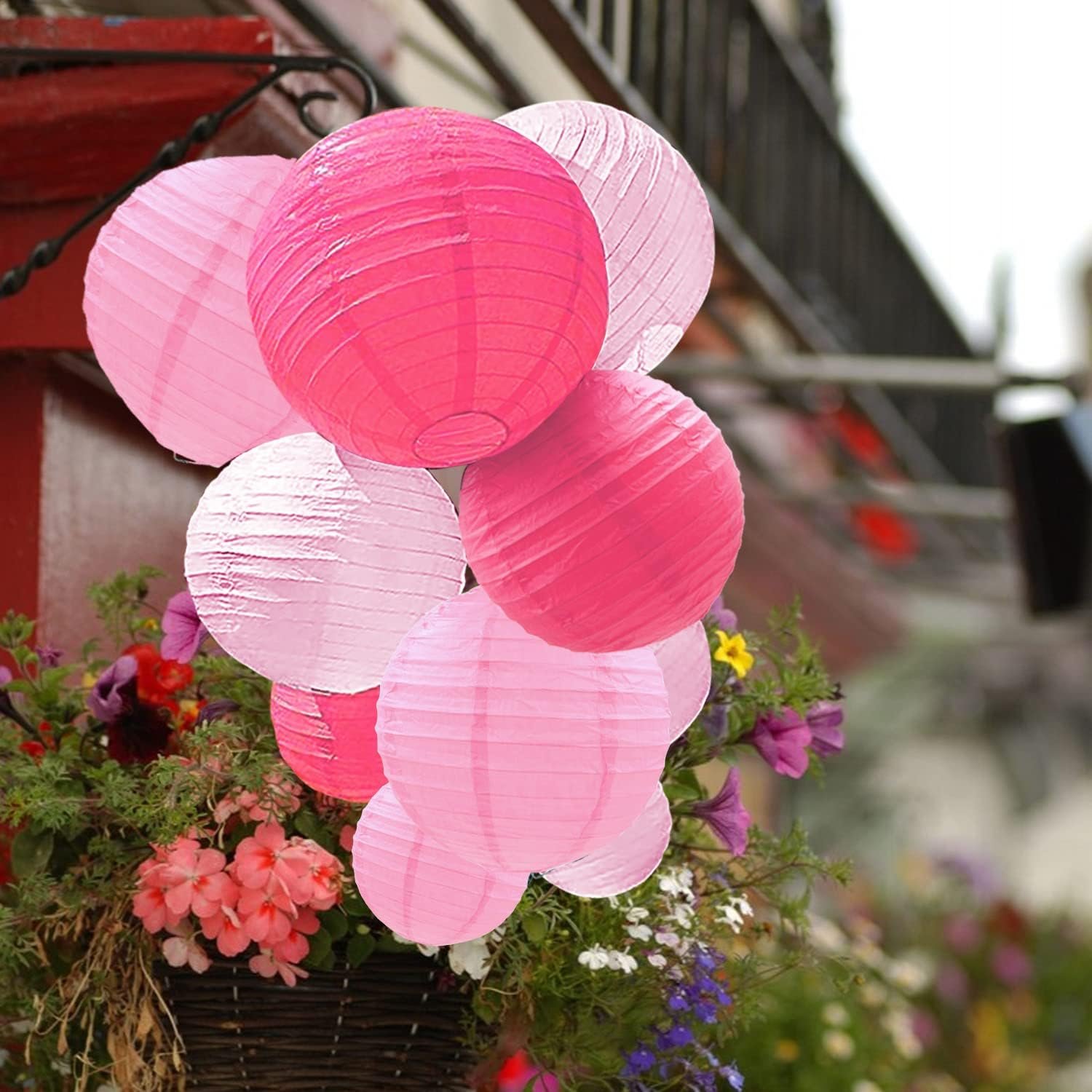 Wholesale 12 Pcs Pink and Rose Red Round Paper Lanterns Romantic Party Decorations for Weddings Birthdays Valentines Day Engagements Baby Showers Supplier Wholesale 12 Pcs Pink and Rose Red Round Paper Lanterns Romantic Party Decorations for Weddings Birthdays Valentines Day Engagements Baby Showers Supplier