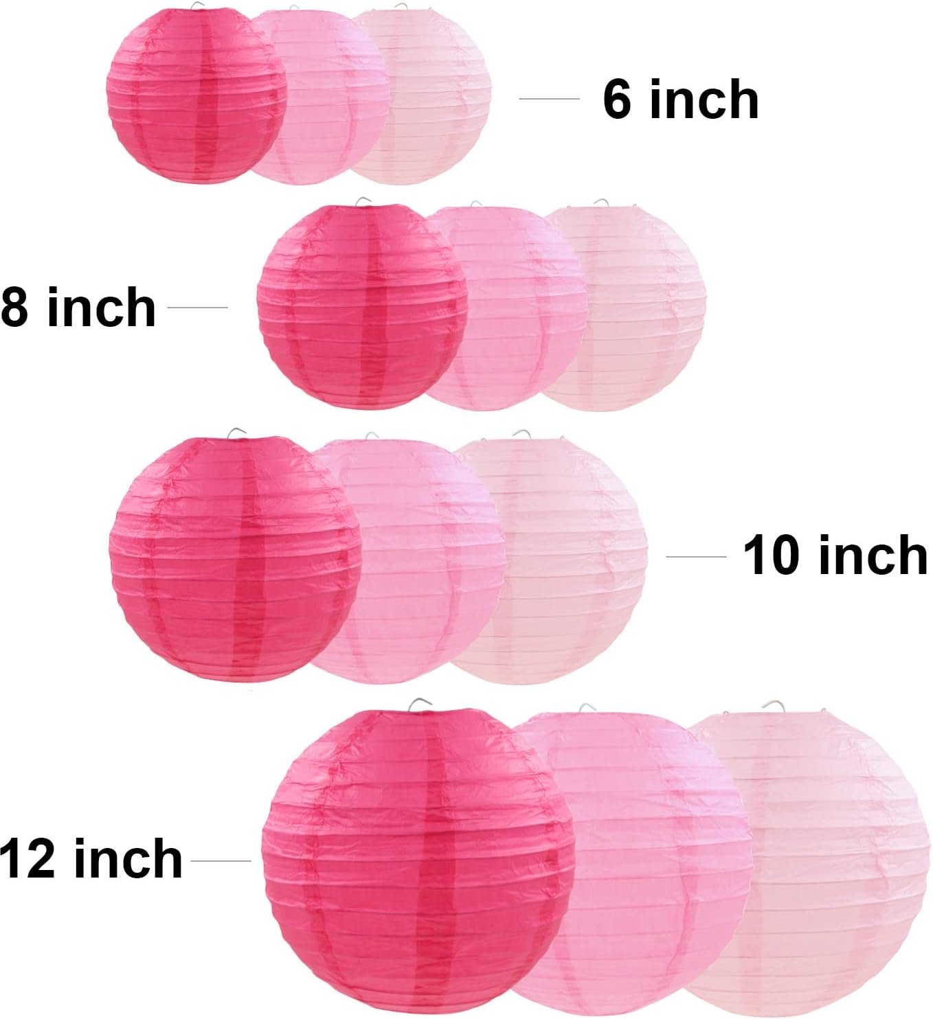 Wholesale 12 Pcs Pink and Rose Red Round Paper Lanterns Romantic Party Decorations for Weddings Birthdays Valentines Day Engagements Baby Showers Supplier Wholesale 12 Pcs Pink and Rose Red Round Paper Lanterns Romantic Party Decorations for Weddings Birthdays Valentines Day Engagements Baby Showers Supplier