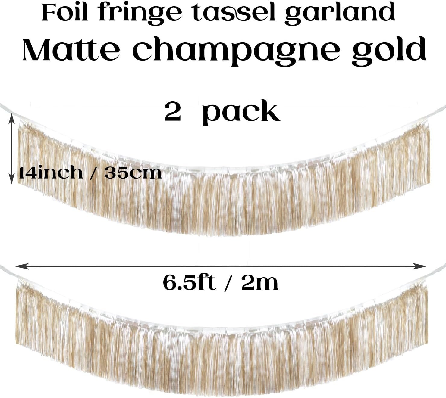 Wholesale Premium Fringe Tinsel Garland Foil Metallic Tassels Banner Party Streamers for Birthday Wedding Graduation Christmas Home Decor (Matte Champagne Gold) Supplier