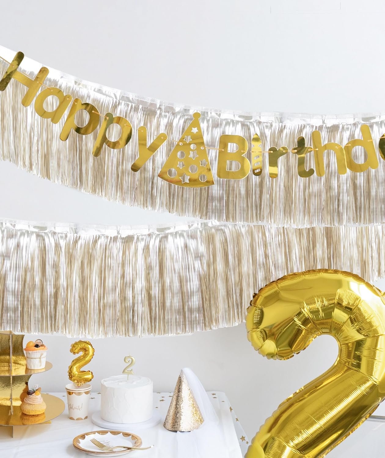 Wholesale Premium Fringe Tinsel Garland Foil Metallic Tassels Banner Party Streamers for Birthday Wedding Graduation Christmas Home Decor (Matte Champagne Gold) Supplier