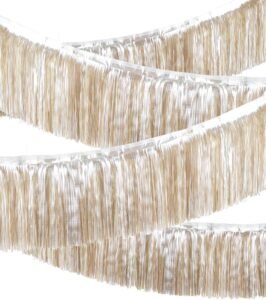 LILF Premium Fringe Tinsel Garland for Party Decorations Foil Metallic Tassels Banner Party Streamers for Birthday Wedding Graduation Christmas Home Decor (Matte Champagne Gold)