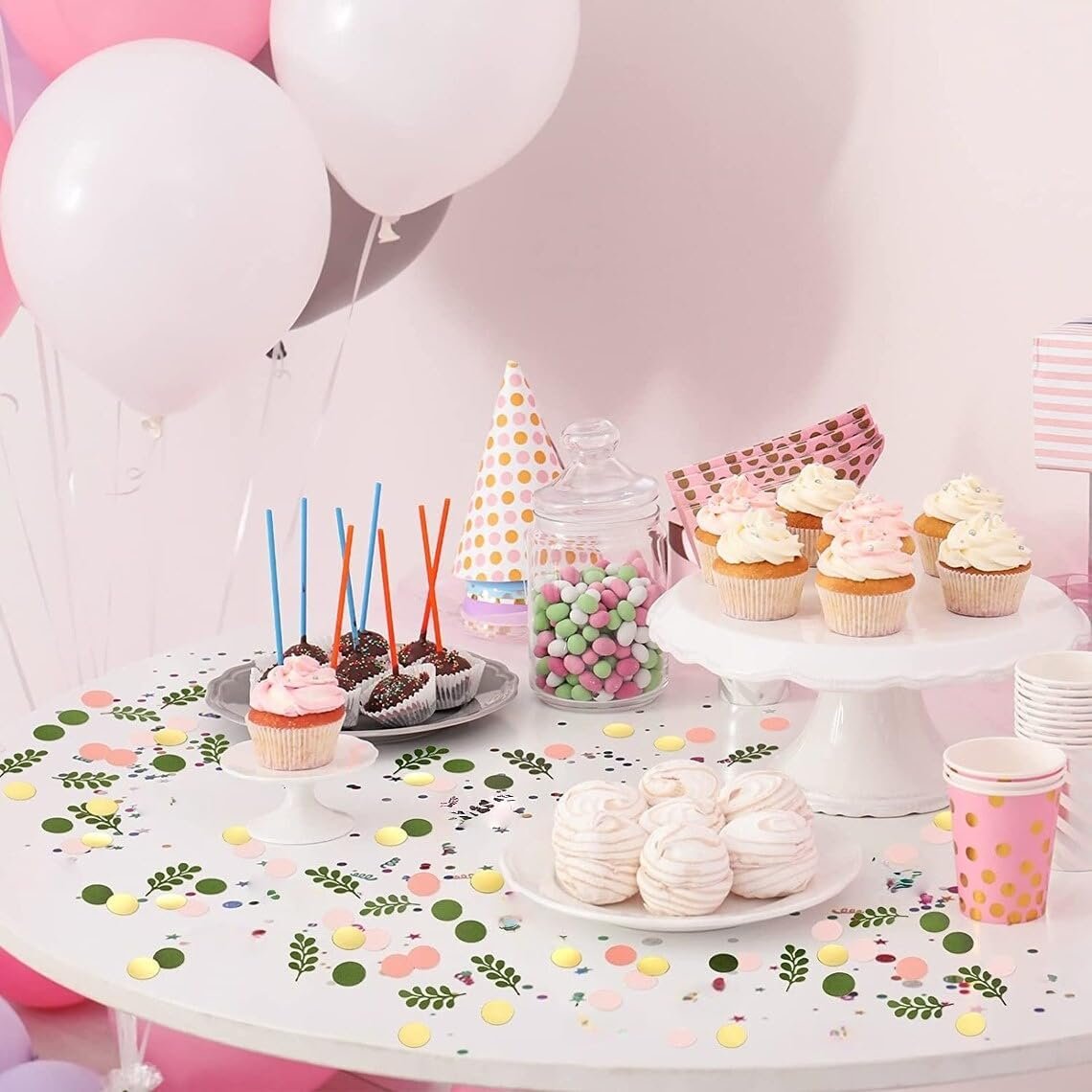 Wholesale 100 Pcs Pink Golden Sage Olive Green Peach Blush Round Party Table Confetti for Wedding Bridal Shower Engagement Birthday Baby Shower Decor Supplier