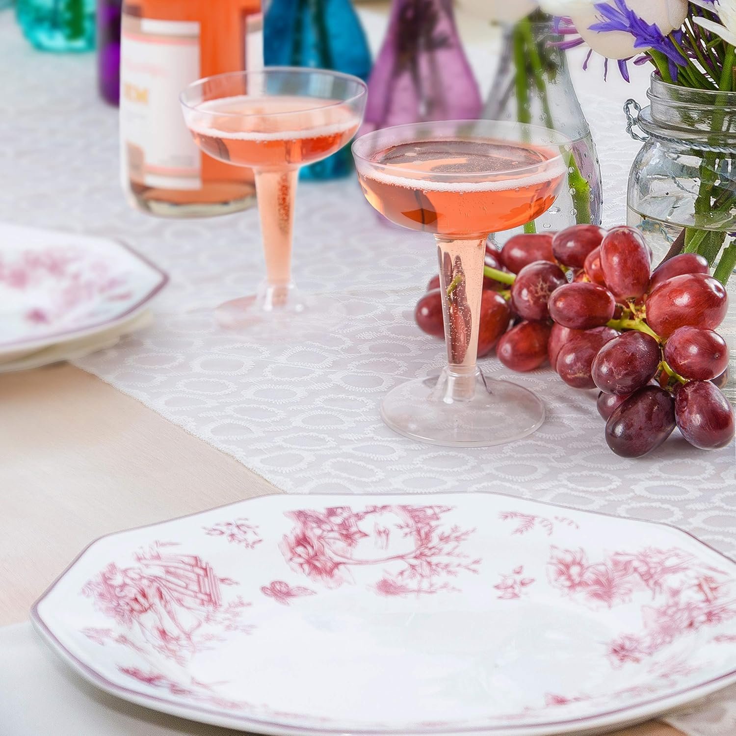 Wholesale Plastic Champagne Glasses Set 50 Count 4 Ounce Stem Cups for Birthday Parties Wedding Receptions Supplier