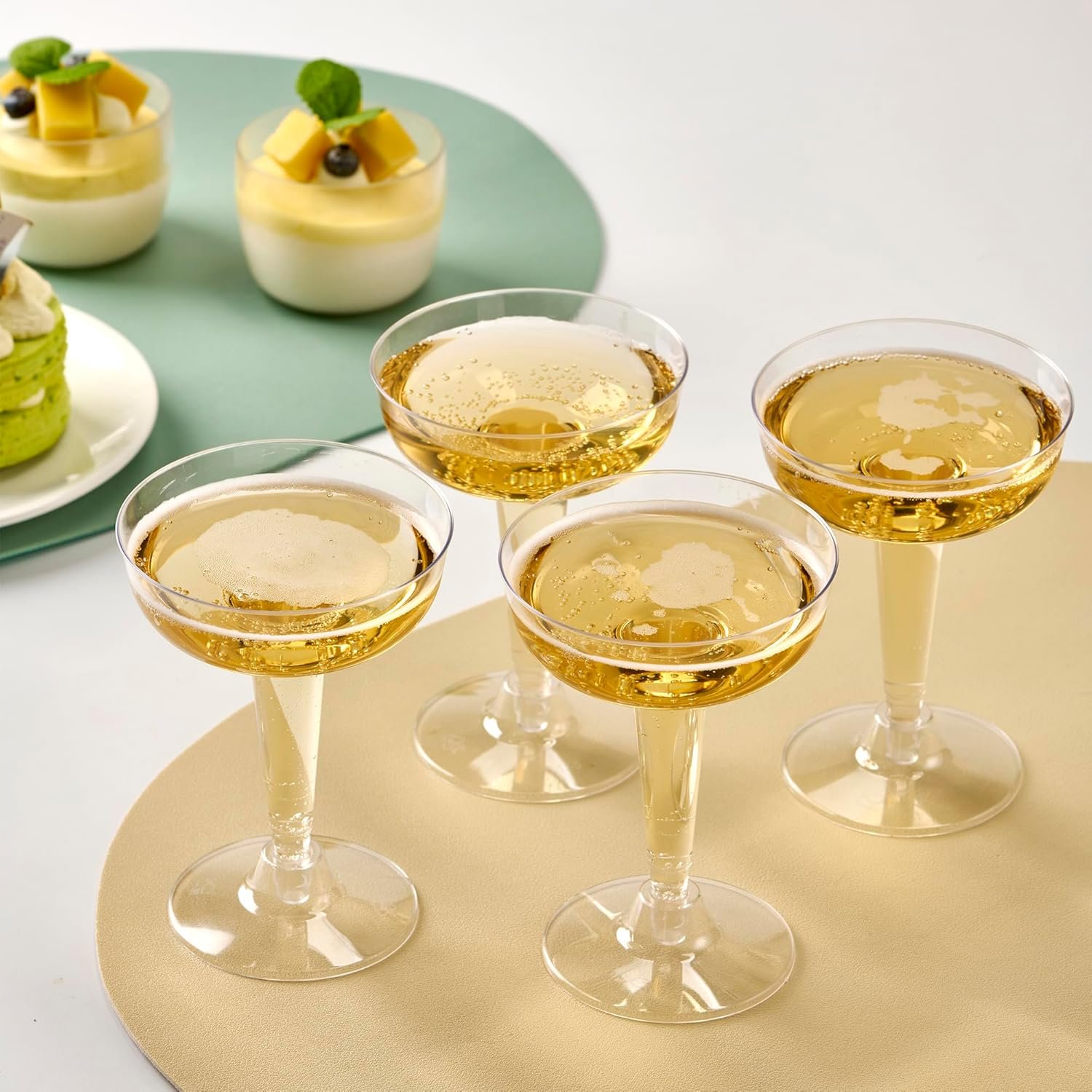 Wholesale Plastic Champagne Glasses Set 50 Count 4 Ounce Stem Cups for Birthday Parties Wedding Receptions Supplier