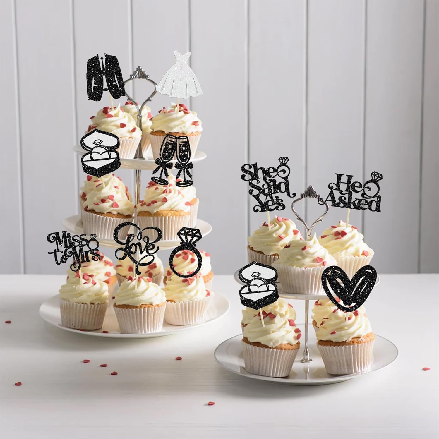 Wholesale 30Pcs She Said Yes Glitter Diamond Ring Cupcake Toppers I Do Love Miss to Mrs Picks Bridal Shower Wedding Engagement Bachelorette Cake Decoration Black Supplier Wholesale 30Pcs She Said Yes Glitter Diamond Ring Cupcake Toppers I Do Love Miss to Mrs Picks Bridal Shower Wedding Engagement Bachelorette Cake Decoration Black Supplier