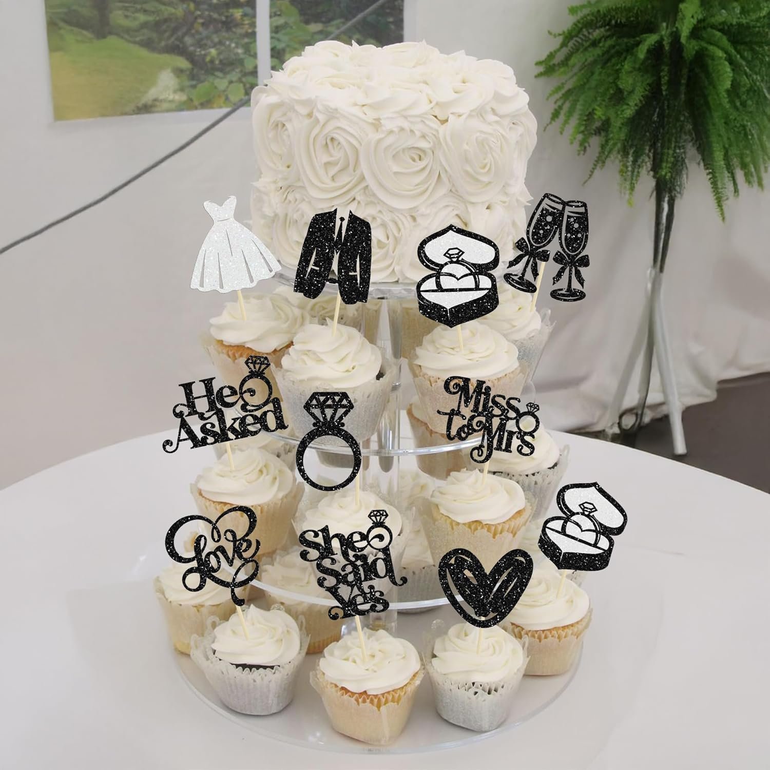 Wholesale 30Pcs She Said Yes Glitter Diamond Ring Cupcake Toppers I Do Love Miss to Mrs Picks Bridal Shower Wedding Engagement Bachelorette Cake Decoration Black Supplier Wholesale 30Pcs She Said Yes Glitter Diamond Ring Cupcake Toppers I Do Love Miss to Mrs Picks Bridal Shower Wedding Engagement Bachelorette Cake Decoration Black Supplier