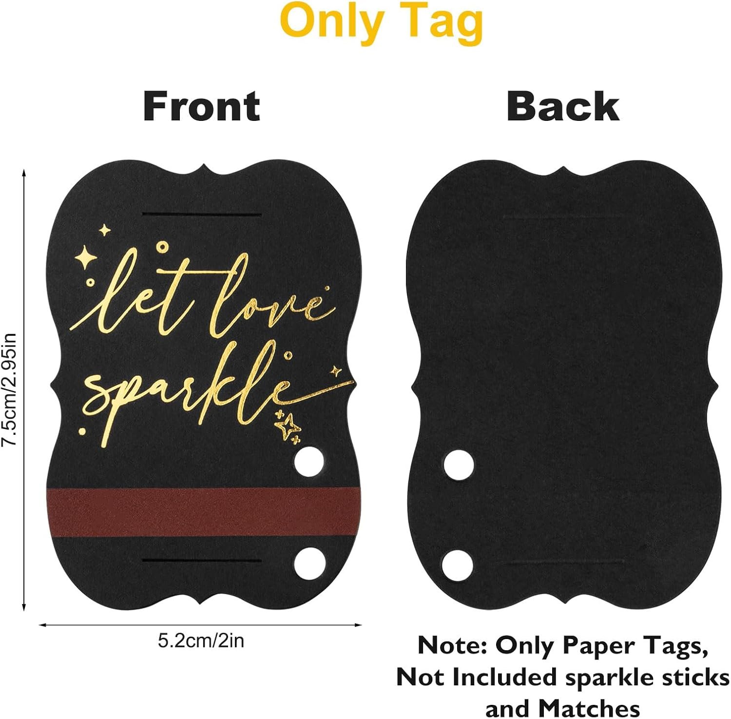 Wholesale 100 PCS “Let Love Sparkle” Gold Foil Stamped Wedding Send Off Tags Metallic Sparkle Stick Sleeves with Match Striker Strips for Anniversary Graduation Birthday Engagement Events Supplier