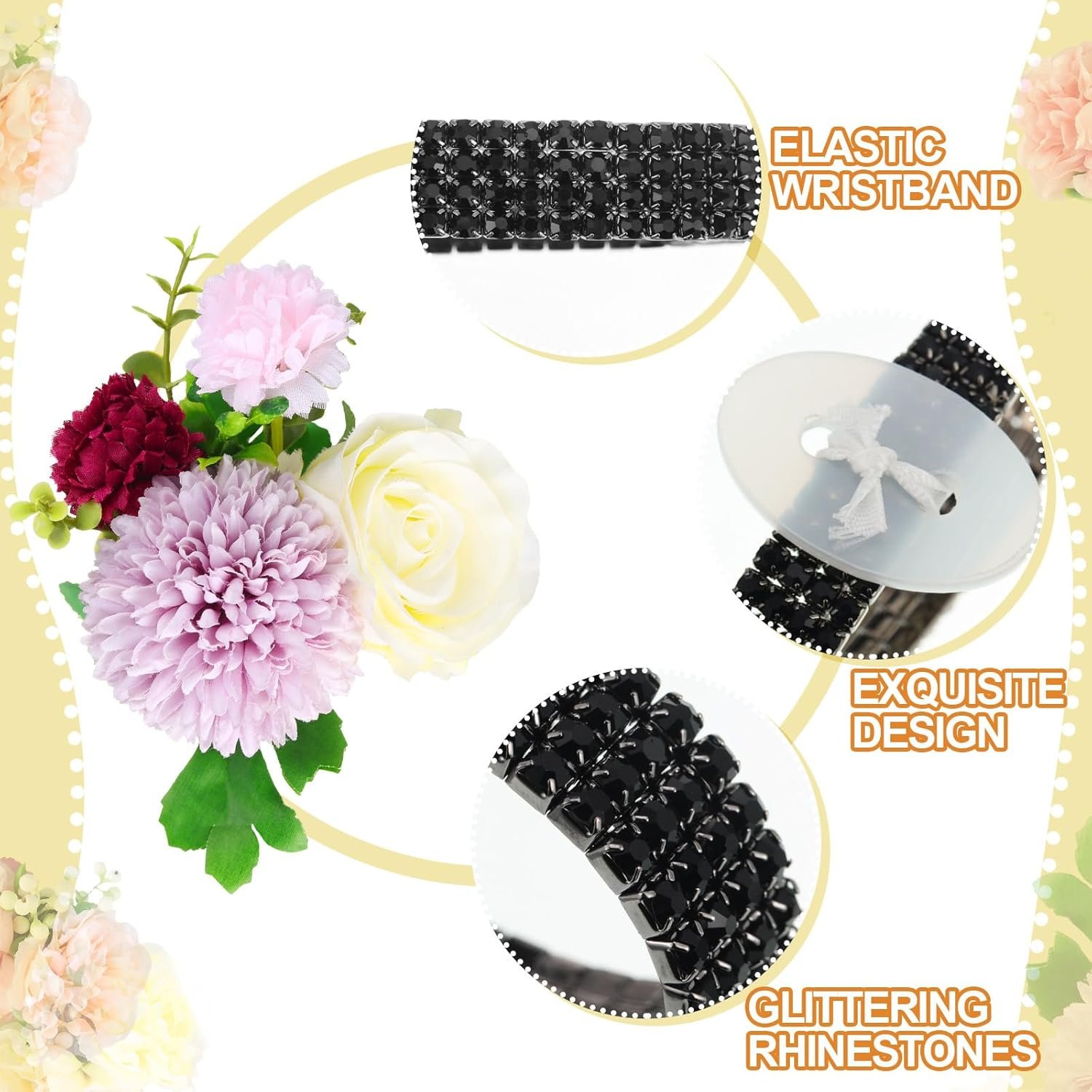 Wholesale 4 Pieces Rhinestone Stretch Corsage Wristlet Bands DIY Wedding Bracelets Accessories for Prom Bride Shower Anniversary Supplier Wholesale 4 Pieces Rhinestone Stretch Corsage Wristlet Bands DIY Wedding Bracelets Accessories for Prom Bride Shower Anniversary Supplier