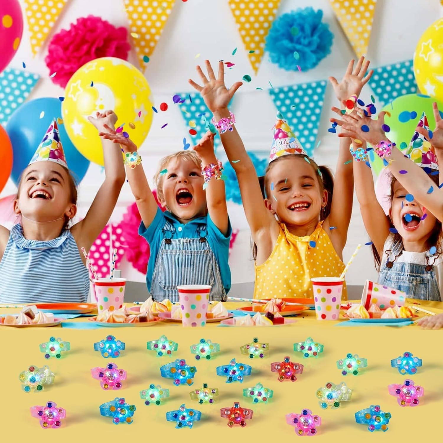 Wholesale 24 Pack LED Light Up Fidget Spinner Bracelets Glow in the Dark Party Favors for Kids Ages 4-8 8-12 Treasure Box Toys Birthday Gifts Carnival Prizes Easter Goodie Bag Stuffers Supplier