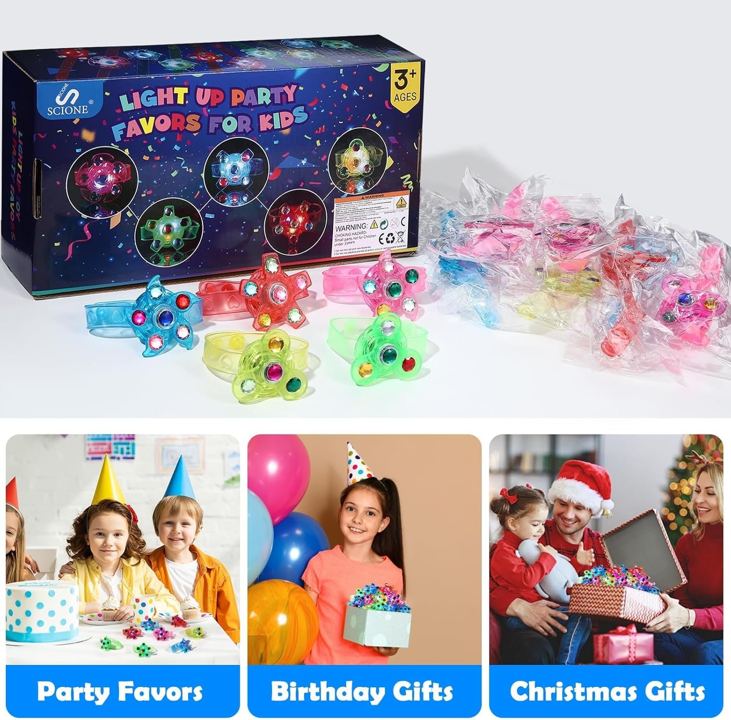 Wholesale 24 Pack LED Light Up Fidget Spinner Bracelets Glow in the Dark Party Favors for Kids Ages 4-8 8-12 Treasure Box Toys Birthday Gifts Carnival Prizes Easter Goodie Bag Stuffers Supplier