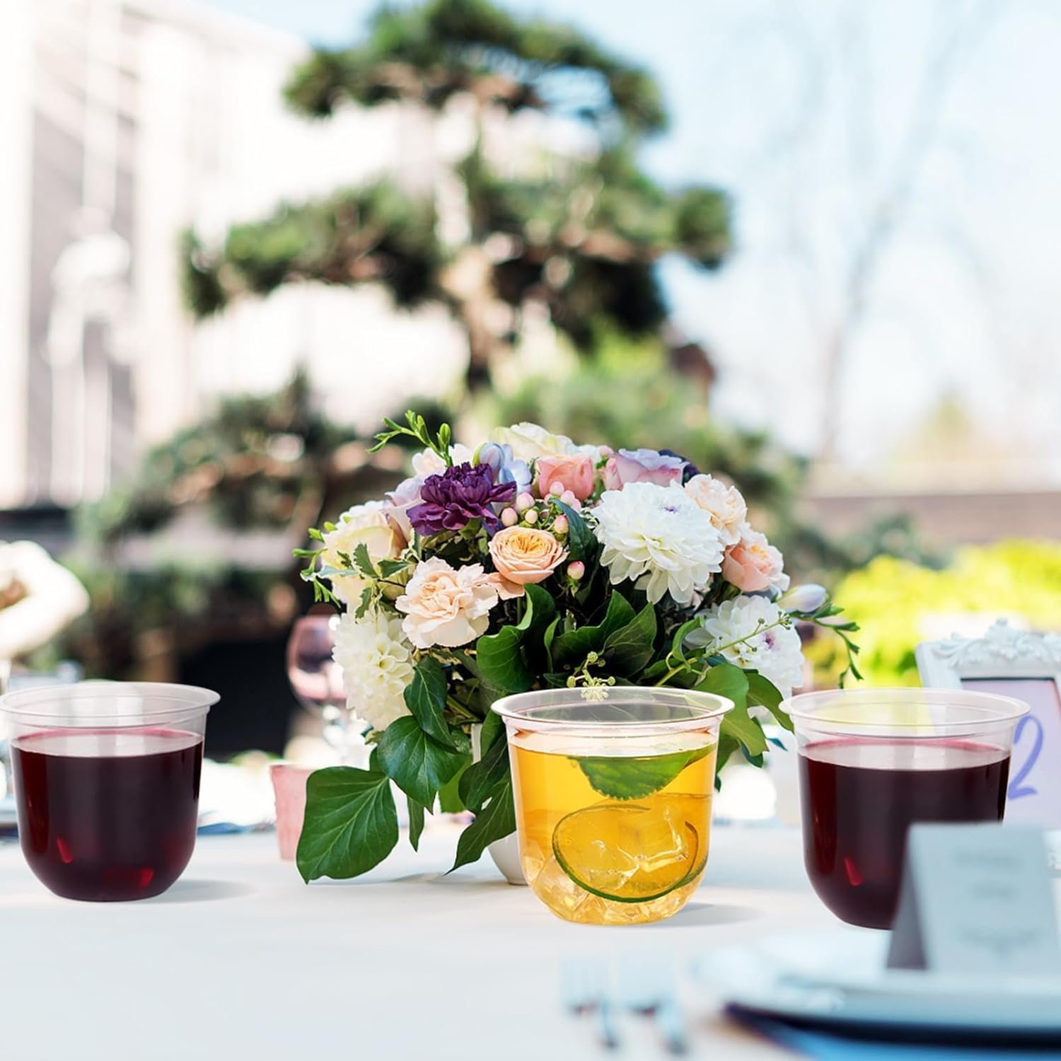 Wholesale 100 Pcs 12oz Disposable Stemless Crystal Plastic Wine Glasses Clear Classic Cups for Meetings Weddings Birthdays Cocktails Christmas Parties Supplier