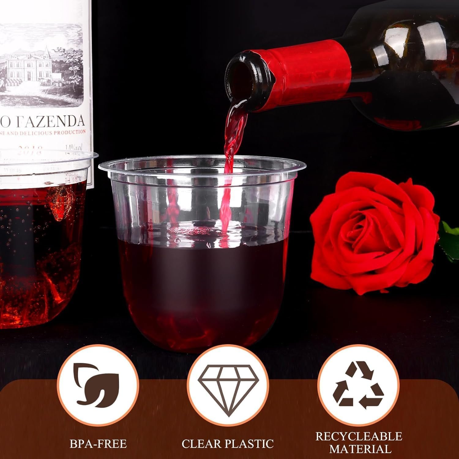 Wholesale 100 Pcs 12oz Disposable Stemless Crystal Plastic Wine Glasses Clear Classic Cups for Meetings Weddings Birthdays Cocktails Christmas Parties Supplier