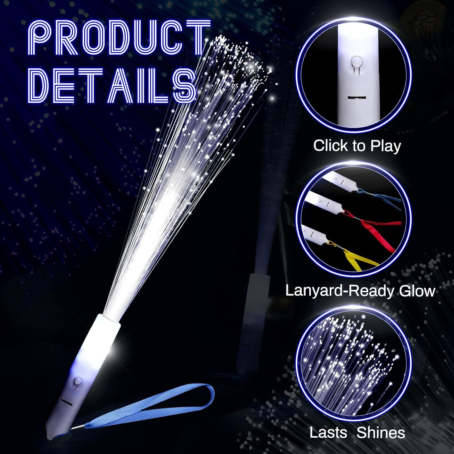 Wholesale 96 Pieces White Fiber Optic Wands Bulk LED Wedding Sparklers Light Up Glow Sticks with 3 Modes Flashing for Valentines Day Birthday Carnival Party Favors Supplier