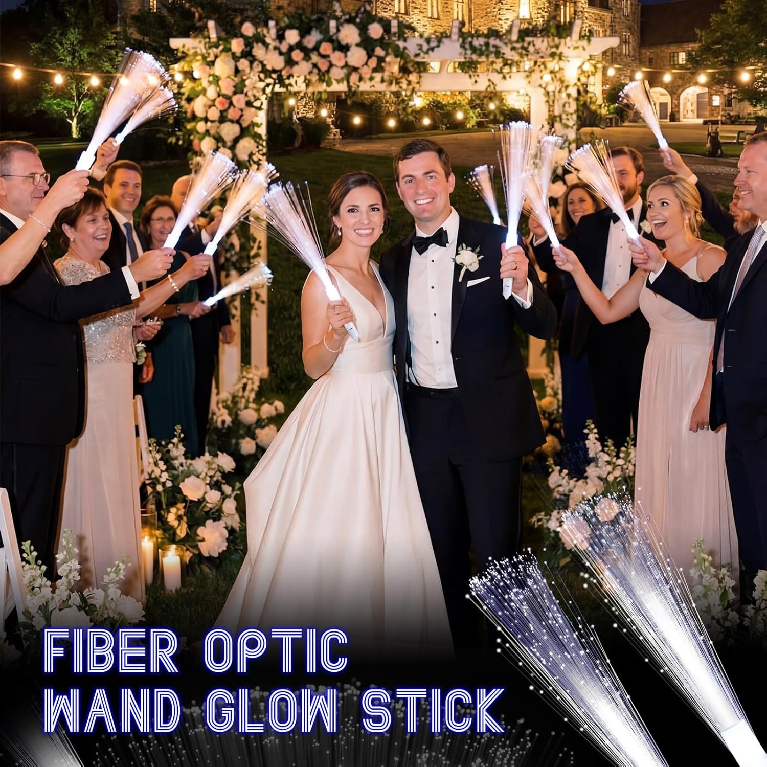 Wholesale 96 Pieces White Fiber Optic Wands Bulk LED Wedding Sparklers Light Up Glow Sticks with 3 Modes Flashing for Valentines Day Birthday Carnival Party Favors Supplier