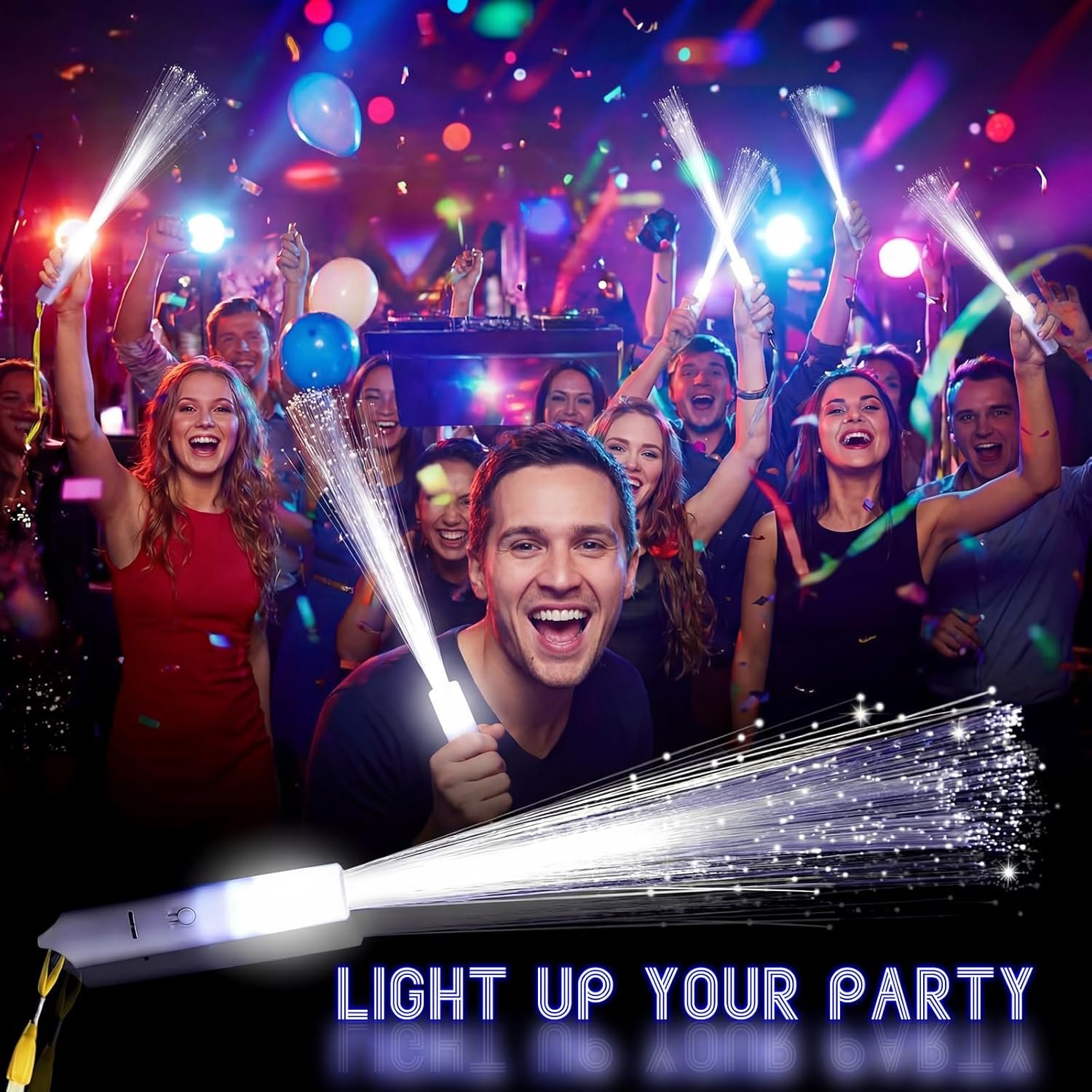Wholesale 96 Pieces White Fiber Optic Wands Bulk LED Wedding Sparklers Light Up Glow Sticks with 3 Modes Flashing for Valentines Day Birthday Carnival Party Favors Supplier