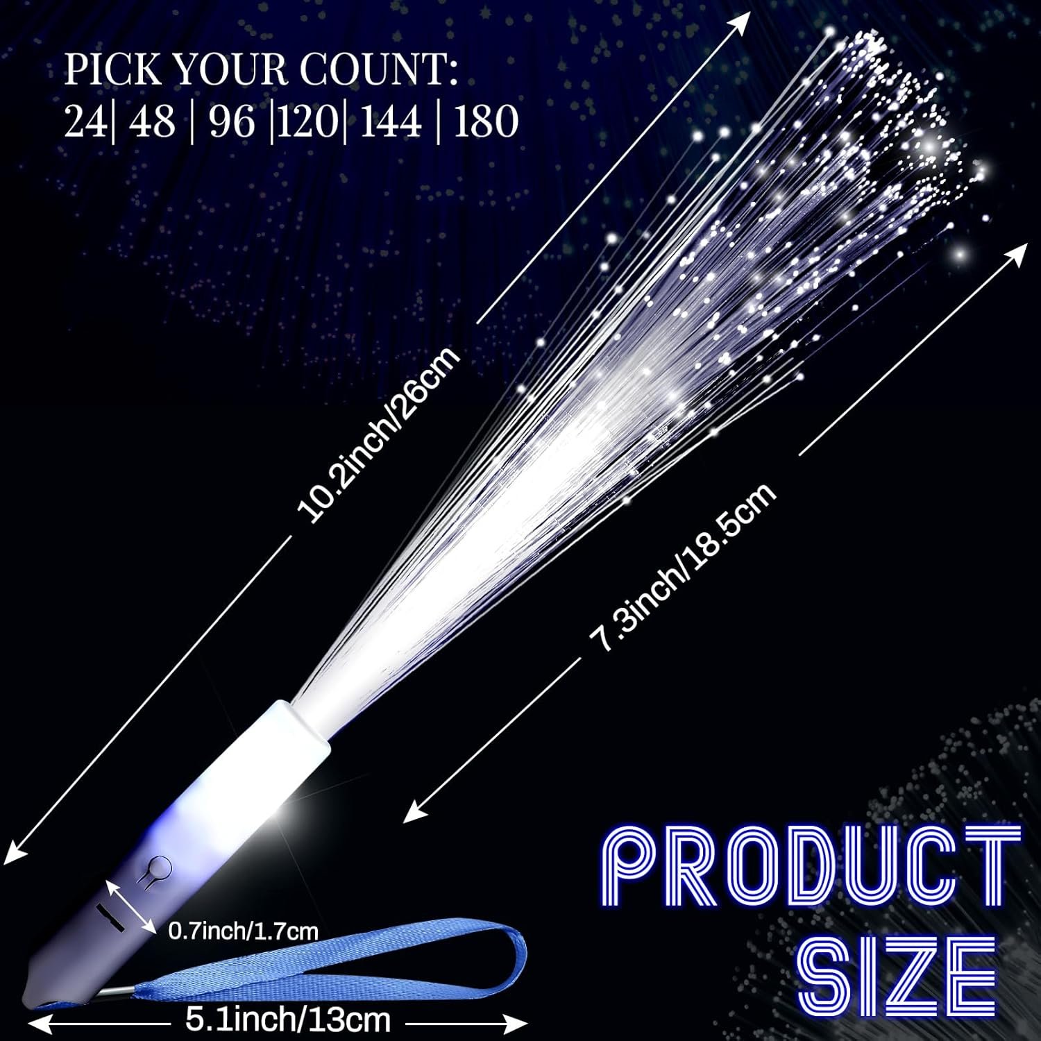 Wholesale 96 Pieces White Fiber Optic Wands Bulk LED Wedding Sparklers Light Up Glow Sticks with 3 Modes Flashing for Valentines Day Birthday Carnival Party Favors Supplier