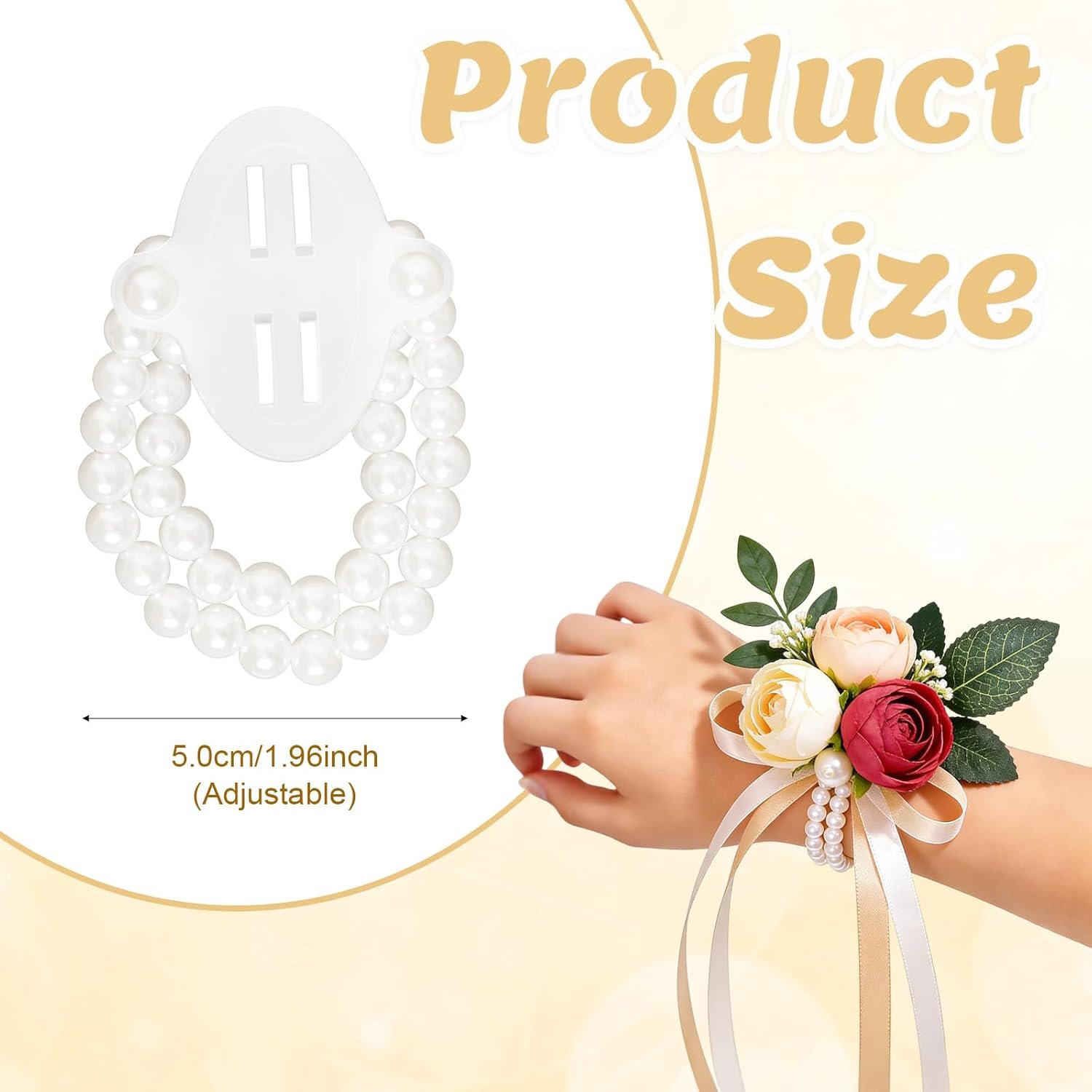 Wholesale 16 Pieces Elastic Stretch Pearl Adjustable Wrist Corsage Bracelets for Wedding Bridal Shower Graduation Party Flowers Supplier