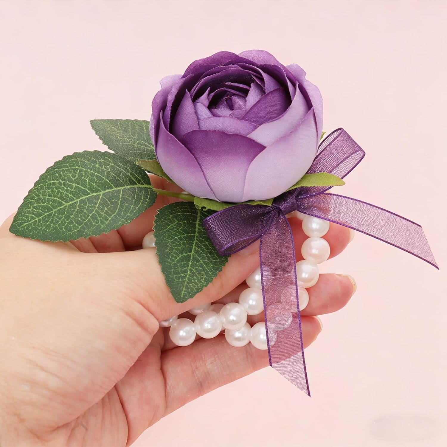 Wholesale 16 Pieces Elastic Stretch Pearl Adjustable Wrist Corsage Bracelets for Wedding Bridal Shower Graduation Party Flowers Supplier