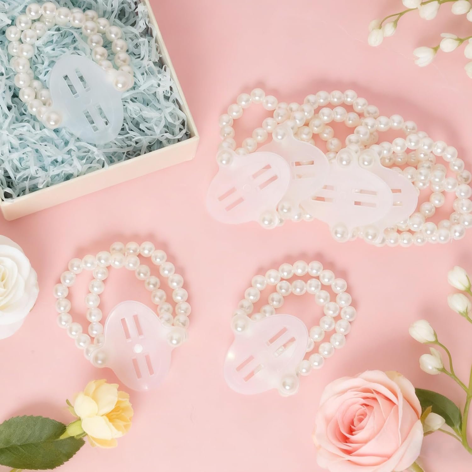 Wholesale 16 Pieces Elastic Stretch Pearl Adjustable Wrist Corsage Bracelets for Wedding Bridal Shower Graduation Party Flowers Supplier