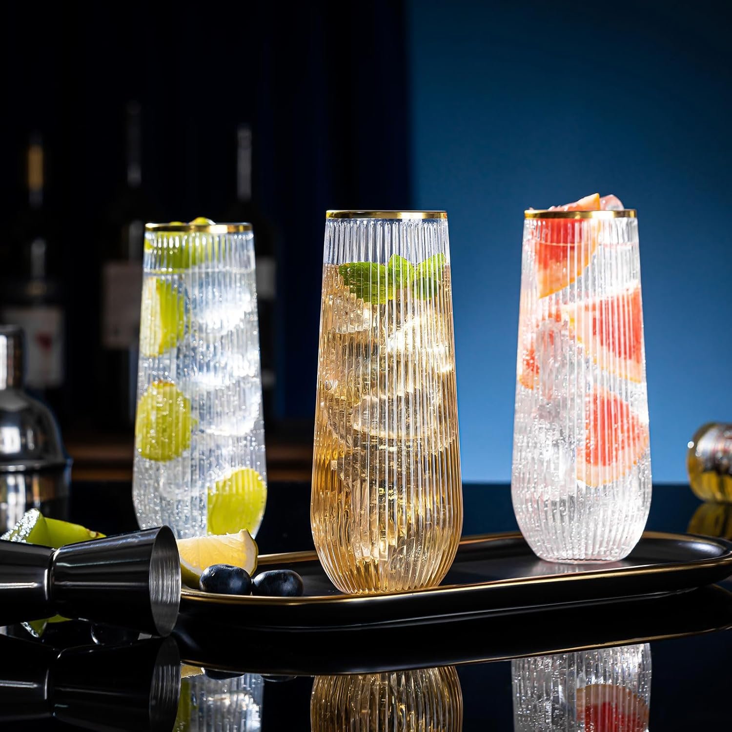 Wholesale 48 Pack 9oz Plastic Stemless Disposable Champagne Flutes Unbreakable Acrylic Origami Style Shatterproof Toasting Glasses for Weddings Parties Supplier