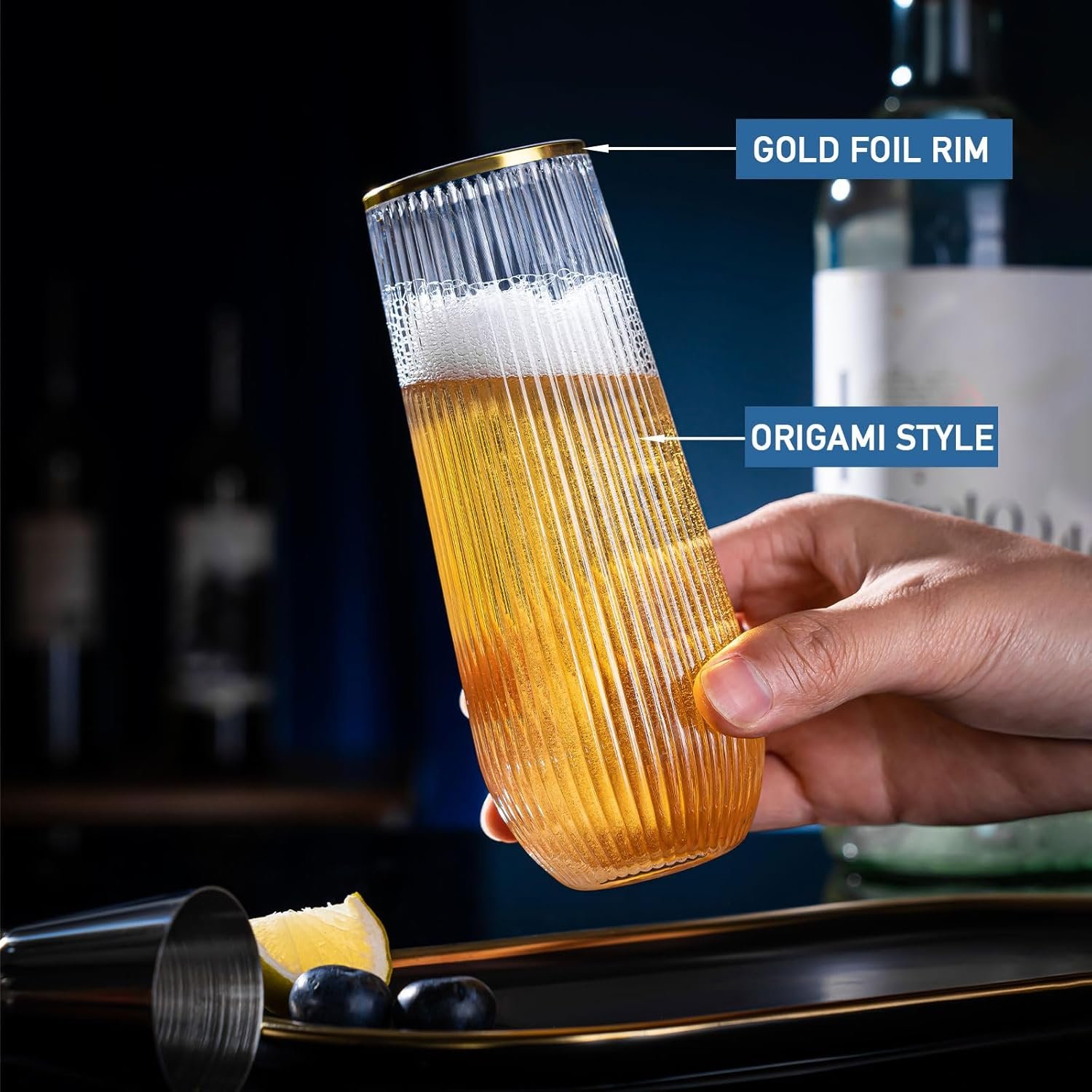 Wholesale 48 Pack 9oz Plastic Stemless Disposable Champagne Flutes Unbreakable Acrylic Origami Style Shatterproof Toasting Glasses for Weddings Parties Supplier