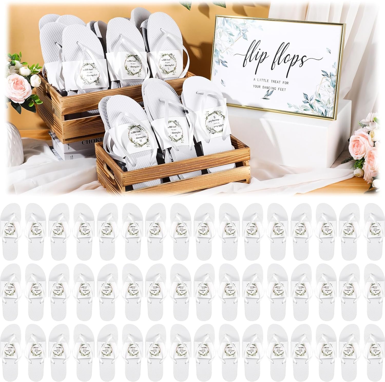 Wholesale 24 Pairs Bulk Flip Flops Wedding Party Favors Strict Rules Sign for Guests Supplier