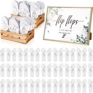 Zoooyawn 24 Pairs Wedding Party Favors Flip Flops Bulk Wedding Sign for Guest