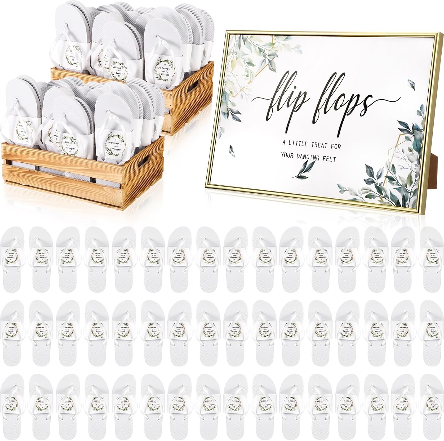 Zoooyawn 24 Pairs Wedding Party Favors Flip Flops Bulk Wedding Sign for Guest
